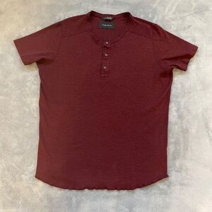 Wings + Horns Slub Henley T-Shirt Burgundy Men's Large